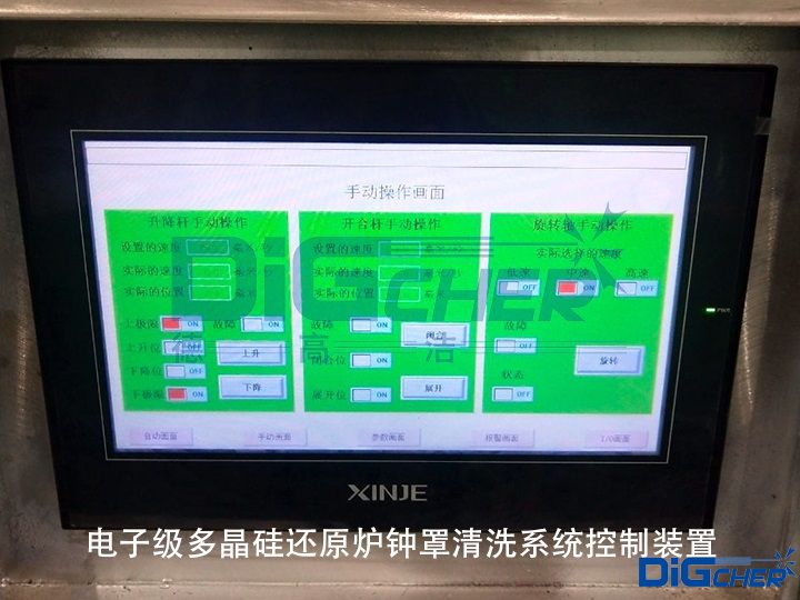 電（diàn）子級多晶矽還原（yuán）爐鍾罩清洗係統控製裝置